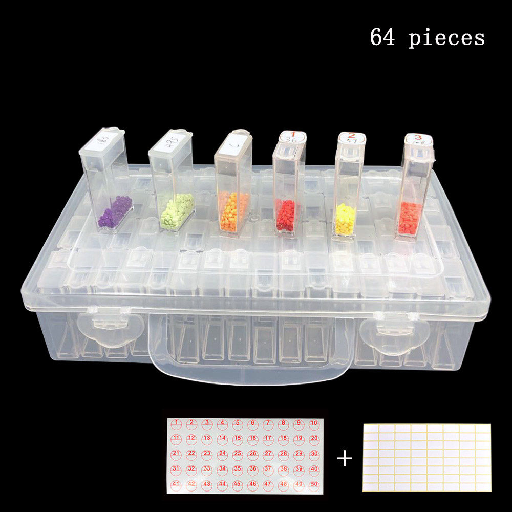 64/128pcs Bottles Diamond Painting Tools Accessories Storage Box Beads Container