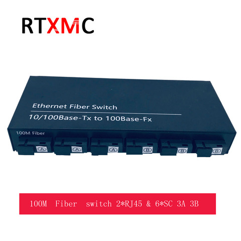 10/100M Fast Ethernet switch Convert 25KM Fiber Optical Media Converter Single Mode 2*RJ45 & 6*SC 3A3B fast fiber Switch 6 ports ► Photo 1/6