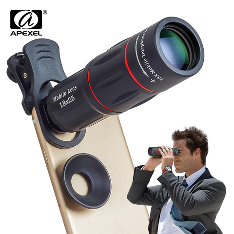 APEXEL 18x25 telescope lens monocular with universal clip for iPhone andriod smartphones World Cup Outdoor Travel Hunting Sports ► Photo 1/6