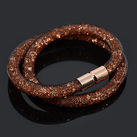 Chanfar Handmade Small Resin Crystal Filled Tube Mesh Double Magnetic Clasp Bracelet Jewelry For Woman ► Photo 1/6