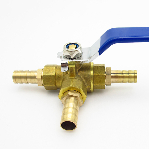 4mm 6mm 8mm 10mm 12mm 14mm 16mm 19mm Hose Barb Full Port L-Port Three Way Brass Ball Valve Connector For Water Oil Air Gas ► Photo 1/3