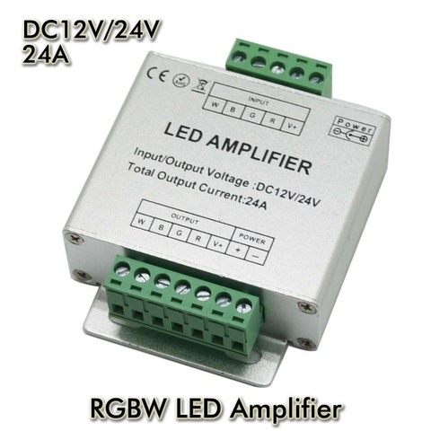 LED RGBW Amplifier Aluminum shell 4CH amplifier DC12V Input, 24A Current 3528&5050 SMD RGB+W LED Strip Light ► Photo 1/3