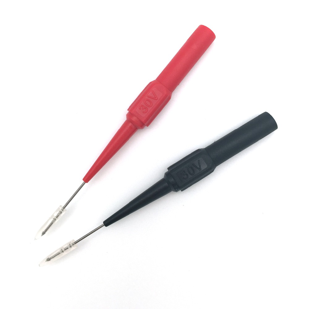 2pcs Black Red MultiMeter Replaceable Insulation Piercing Needle Test Probes