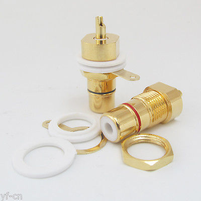 10pcs CMC Gold Plated Copper RCA Female Phono Jack Panel Mount Chassis Connector ► Photo 1/6