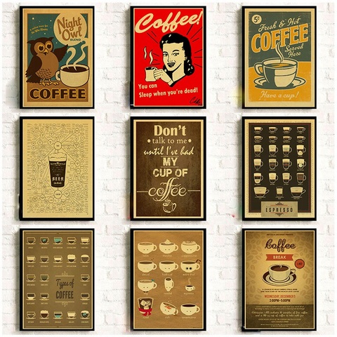 Coffee collection cafe kitchen decorative posters  vintage poster retro wall sticker 42*30/31*20cm ► Photo 1/6