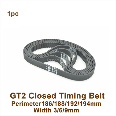 POWGE 186/188/190/192/194 GT2 Timing Belt W=3/6/9mm T=93/94/95/96/97 2GT Closed-Loop Synchronous Belt 188-2GT 186-GT2 190-2GT ► Photo 1/6