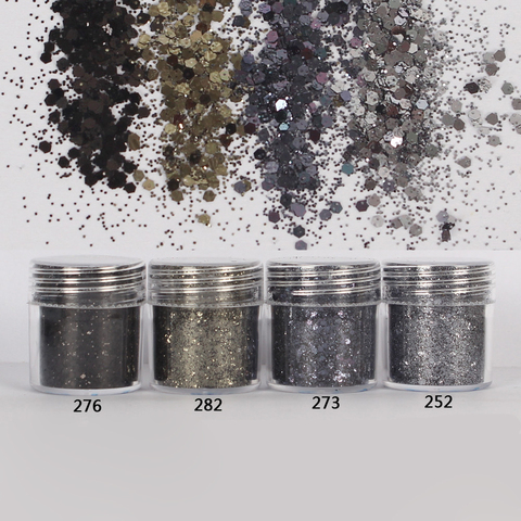 Nail 1 Jar/Box 10ml 3D Nail 4 Mix Smoke Black Mix Nail Glitter Powder Sequins Powder Manicure Nail Art Dust Decoration 4-18 ► Photo 1/5