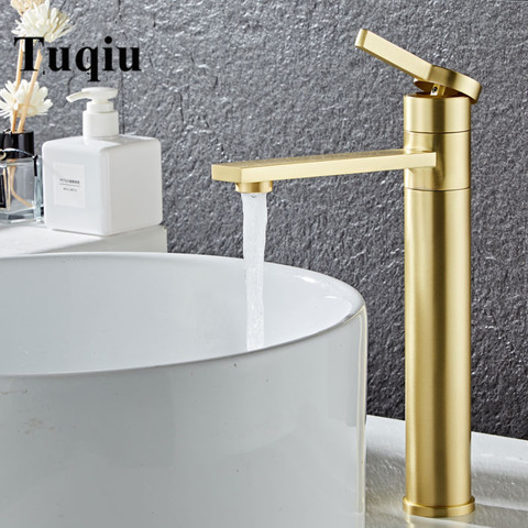 Gold Bathroom Faucet Ceramic Single Hole Basin Sink Mixer Deck Mount Vanity Tap 