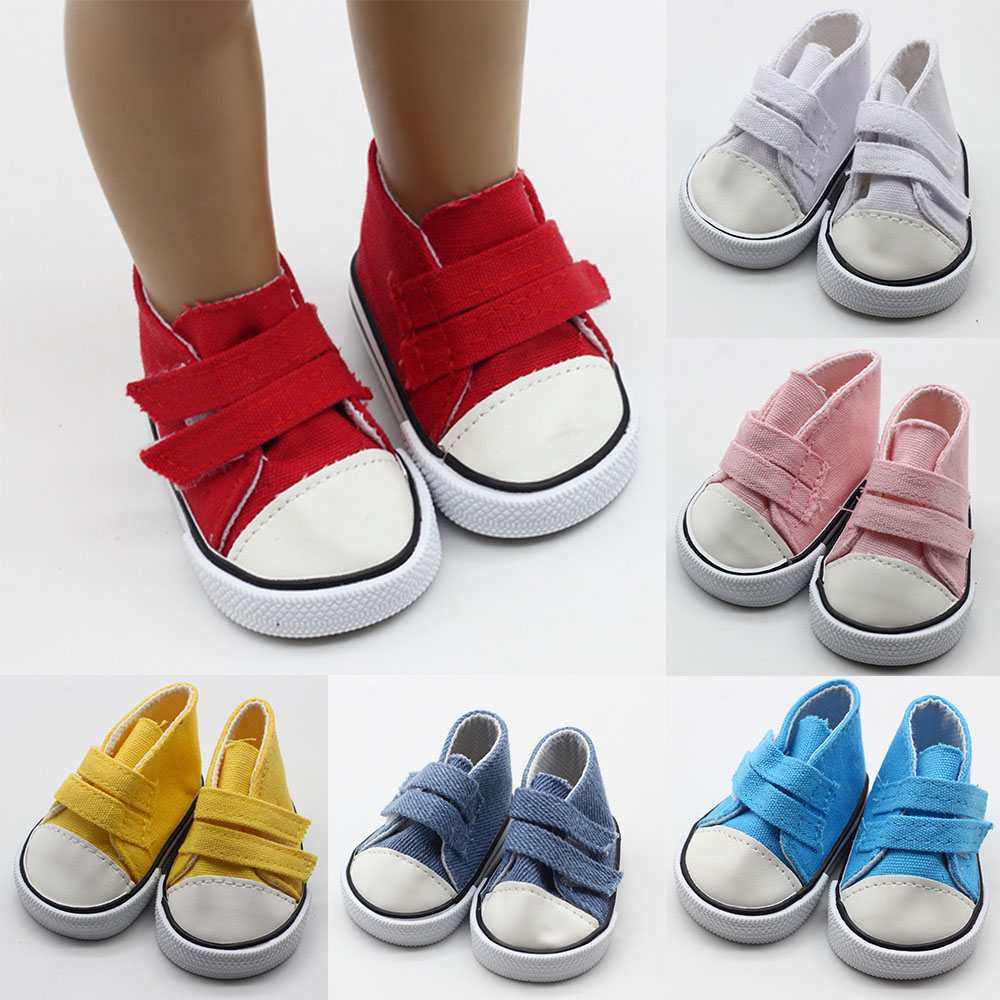 for Doll shoe 15 style 7cm kitten cute canva shoe for 18 inch American girl toy