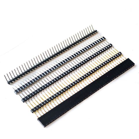10pcs 40 Pin Single Row Female Male Pin Header Connector GOLD 40 Pin Single Row round hole Right Angle Connector Strip ► Photo 1/1