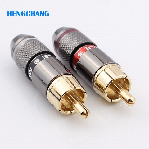 High quality RCA connector RCA male plug for audio video support 6mm cable gold plating 4pcs/lot ► Photo 1/6