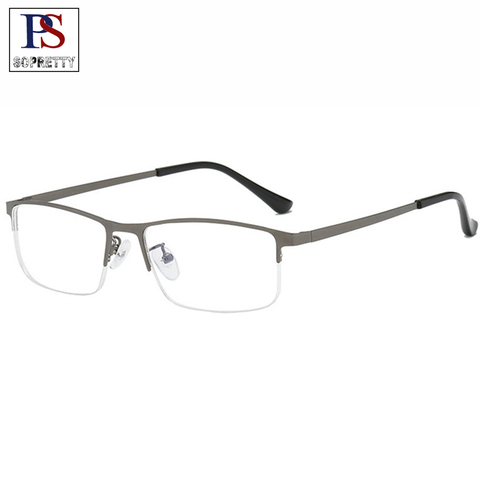 Men Titanium Alloy Myopia Glasses , Square Half frame Anti-Blue-Light Non Spherical 12 Layer Coated Lenses Eyeglasses  ( L190 ) ► Photo 1/6