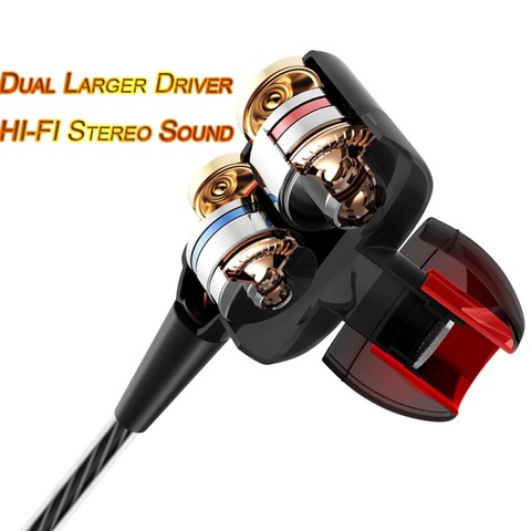 Fashion Dual Drivers Earphone High Bass Stereo Earphones Headset Sport Wired Earbuds 3.5mm With Mic For Meizu Xiaomi Sony ► Photo 1/6