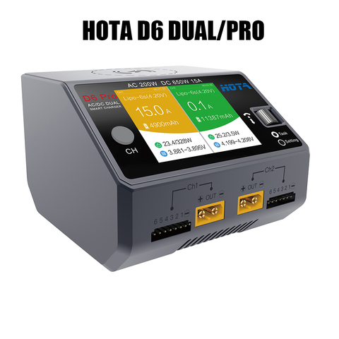 HOTA D6 Dual/Pro Smart Charger AC200W DC650W 15A for Lipo LiIon NiMH Battery with iPhone Samsung Wireless Charging ► Photo 1/1