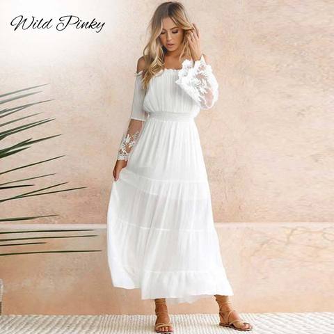WildPinky Summer Sundress Women White Beach Dress Strapless Long Sleeve Loose Sexy Off Shoulder Lace Boho Chiffon Maxi Dress - Price history & Review | AliExpress Seller - WildPinky Official Store | Alitools.io WildPinky Summer Sundress Women White Beach Dress Strapless Long Sleeve Loose Sexy Off Shoulder Lace Boho Chiffon Maxi Dress - Price history & Review | AliExpress Seller - WildPinky Official Store | Alitools.io
