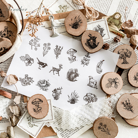 Vintage forest animal Series round stamp DIY wooden rubber stamps for scrapbooking stationery scrapbooking standard stamp ► Photo 1/6