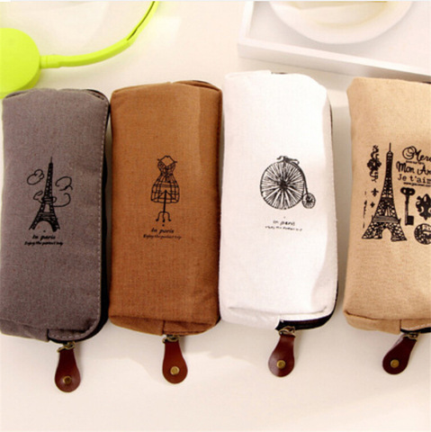 Retro towers linen pencil bag students Paris style pencil cases stationery material escolar office supplies New Arrival ► Photo 1/5
