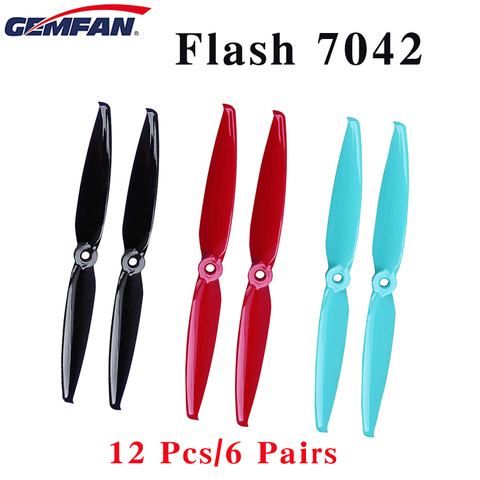 12 Pcs/6 Pairs Gemfan Flash 7042 7.0x4.2 PC 2-blade Propeller 5mm Mounting Hole FPV Propeller for FPV RC Drone ► Photo 1/6