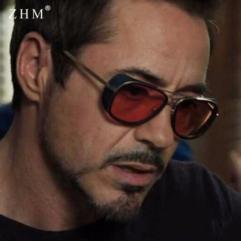 2022 Steampunk ton stark Iron Man 3 sunglasses men brand women mirror designer sun glasses Vintage lens red UV400 sunglasses ► Photo 1/6