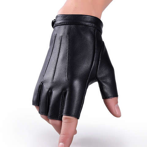 Men/Women Half Finger Genuine Leather Sheepskin Half Finger Gloves Thin Breathable Outdoor Sports Fitness Driving Gloves A57 ► Photo 1/6