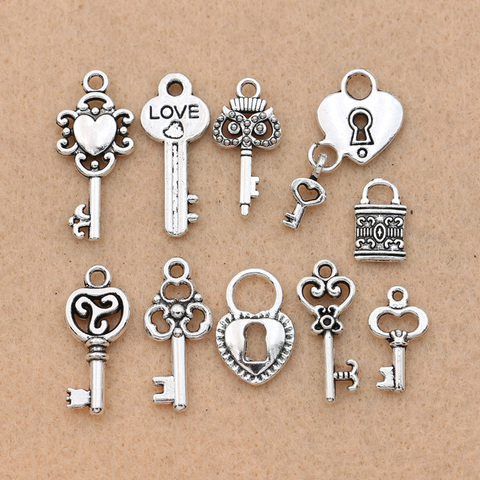 lock key charms pendant diy jewelry