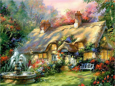Hot Needlework,Cross stitch,Sets For Embroidery kits,Garden Cottage Pattern painting landscape Cross-Stitching,Wall Home Decro ► Photo 1/4