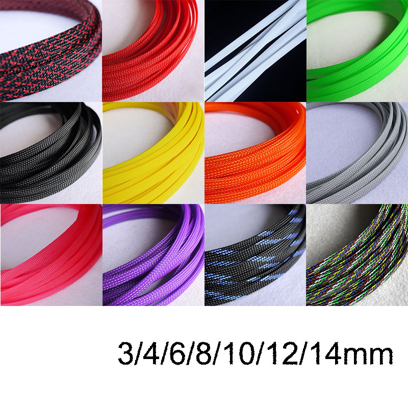 12mm PET Expandable Braided Tube Sleeve Sheath Dense for Cable Wire Dia.12~14mm 