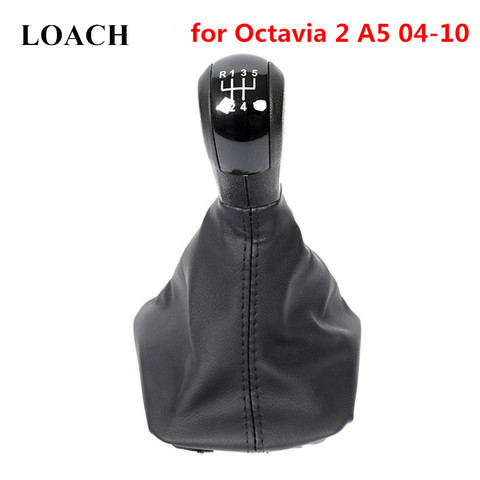 MT Car Gear Shift Knob for Skoda Octavia 2 A5 2004 - 2010 Gearshift with Gaiter Boot Case POMO Shifter Lever Stick Pen Arm Ball ► Photo 1/6