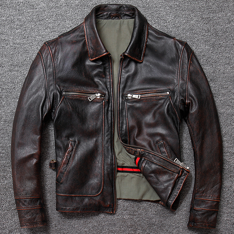Free shipping.sales gift Brand new men cowhide coat.winter warm men's genuine Leather jacket.vintage style man leather clothes ► Photo 1/5