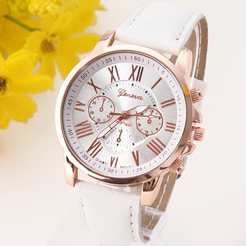 ORIGINAL Quality Geneva Platinum Watch Women Fashion Romantic Brand New PU Leather wristwatch dress reloj ladies gold gift A578 ► Photo 1/6