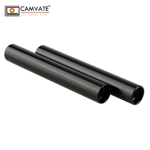 CAMVATE 2pcs Aluminum Alloy Standard 15mm Rods Camera Rail Rod M12 Female Thread 3.94