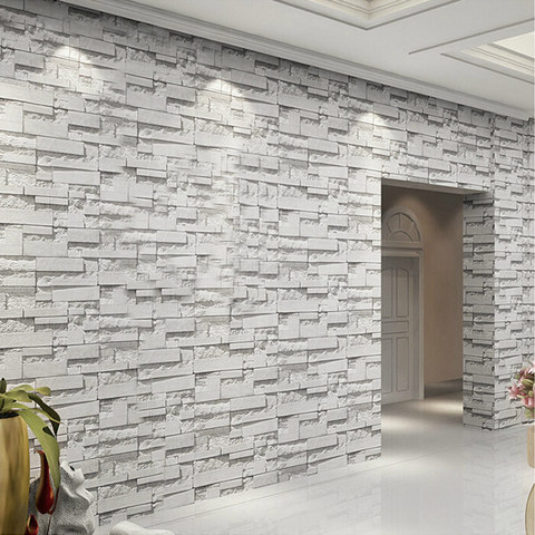 3D Embossed Vinyl Wall Paper Rolls Home Decor Papel De Parede 3D Living Room Stone Brick Wall PVC Waterproof Wallpaper For Walls ► Photo 1/5