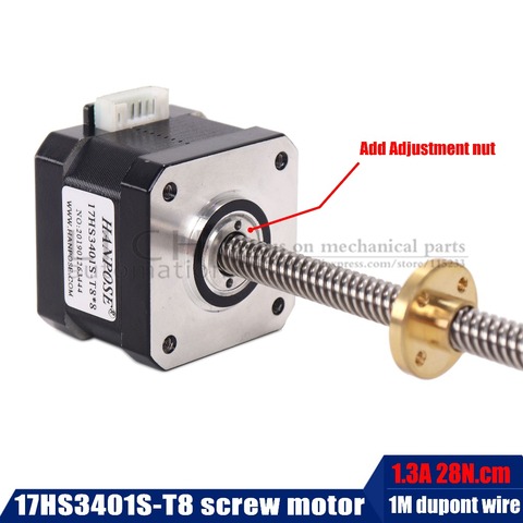 3d printer motor Nema17 stepper motor with T8 screw lead 8mm 300mm 42 motor 42BYGH 17HS3401S for Z axis long screw ► Photo 1/6