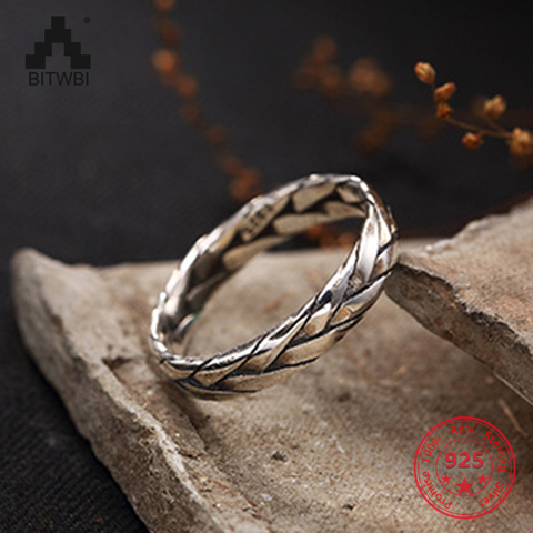 S925 Sterling Sliver Vntage Ring Hand-woven Men and Women Couple Finger Ring Unique Personality Ring Jewelry for Lover Gift ► Photo 1/6