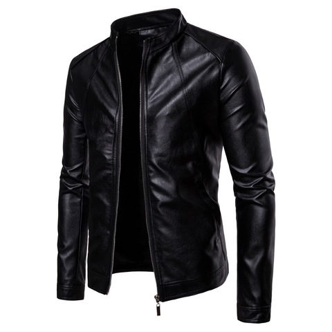 Fall 2022 new collar male locomotive leather fashion pure color washed PU leather jacket ► Photo 1/3
