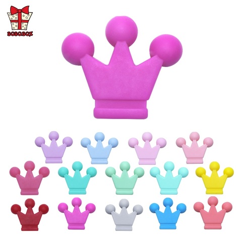 BOBO.BOX 10pcs Crown Silicone Beads Baby Teething Toys Food Grade DIY Necklace Bracelet Pacifier Chain Silicone Teether BPA Free ► Photo 1/6