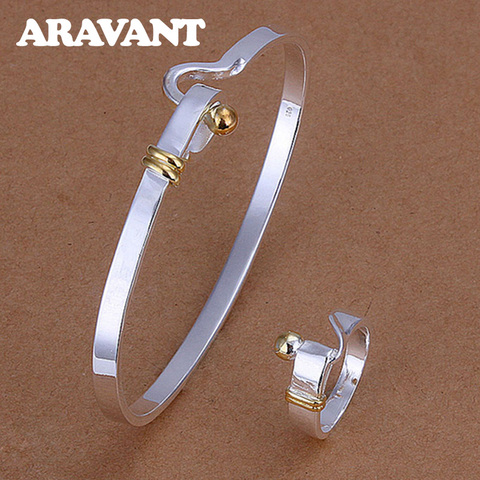 2022 New Wedding Bridal Jewelry Set 925 Silver Jewelry Simple Bangles Rings Set For Women Fashion Jewelry ► Photo 1/6