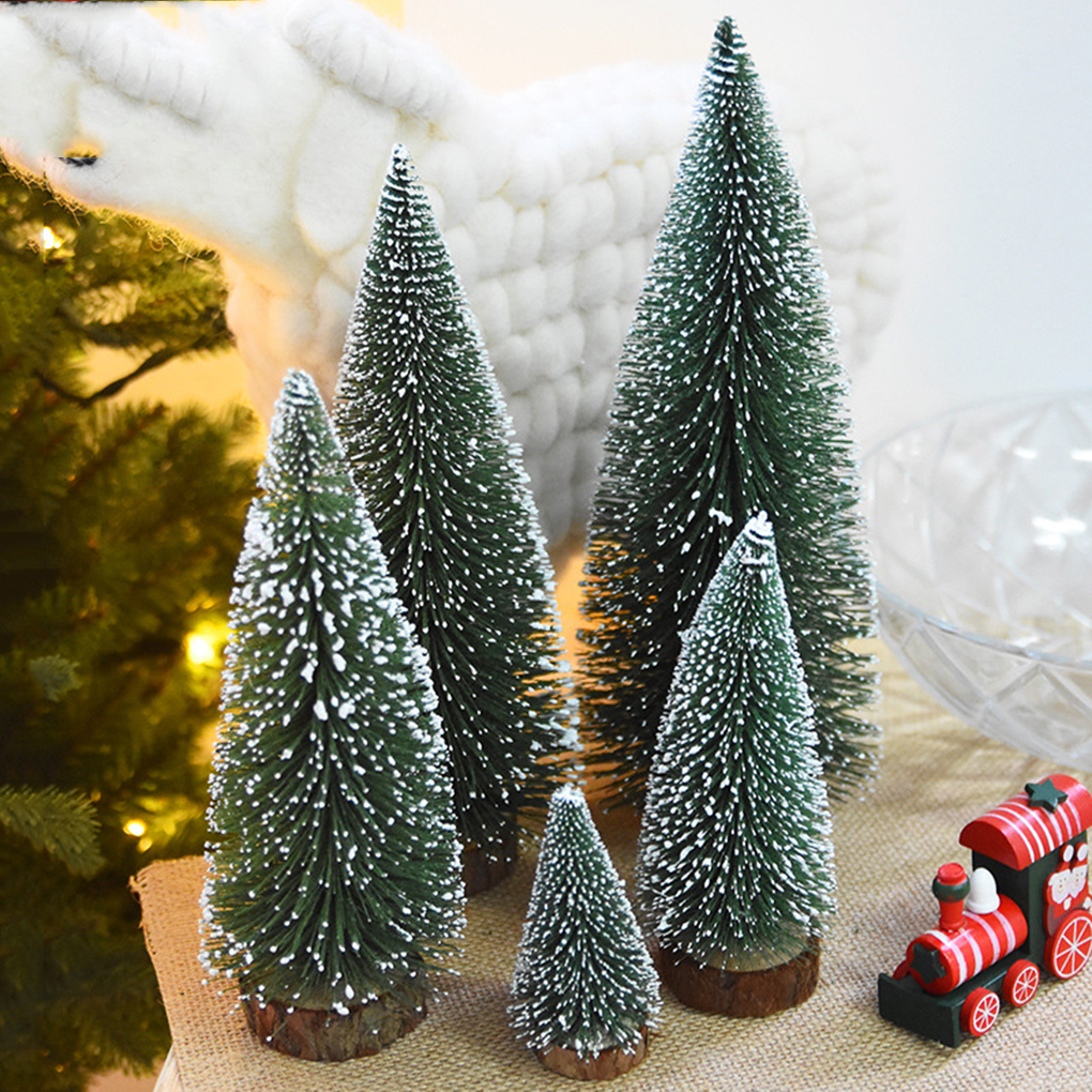 Mini White Christmas Pine Tree Small Tabletop Decorations Desktop Art Decor CN 