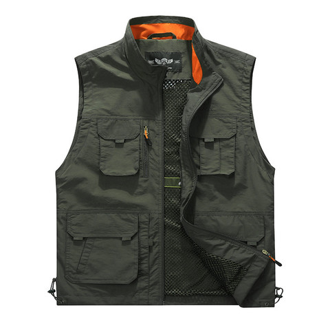 Outdoor Casual Men's Vest Multi-pockets Zipper Jackets Sleeveless Male Photography Fishing Military Men's Tourism Drift Vests ► Photo 1/6