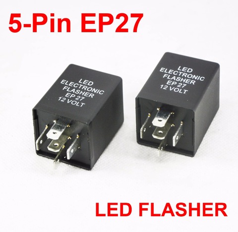 2PCS 5-Pin EP27 LED Flasher Decoder 5 Pins Electronic Relay Car Fix LED SMD Turn Signal Light Error Flashing Blinker 12V 10A ABS ► Photo 1/1