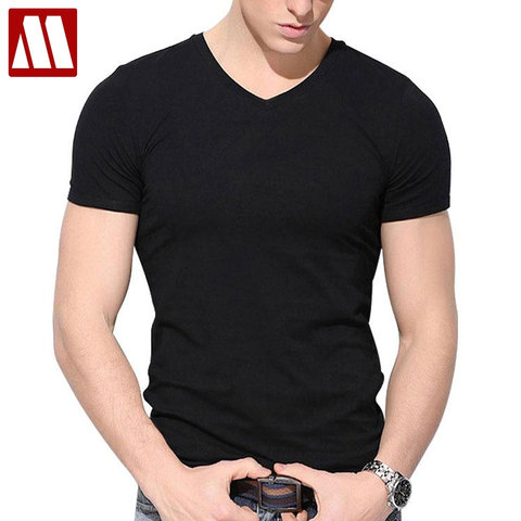 2022 New style mens short sleeve summer t shirt slim fit cotton V collar t shirts for men Big size to 4XL 5XL men's fitness Tees ► Photo 1/6