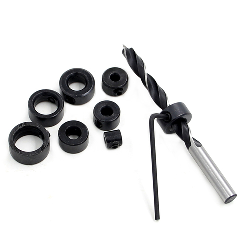 New 8pcs Woodworking Drill Depth Stop Collars Ring Dowel Shaft Chuck  Wrench For Woodworking Tools 3-16mm ► Photo 1/4