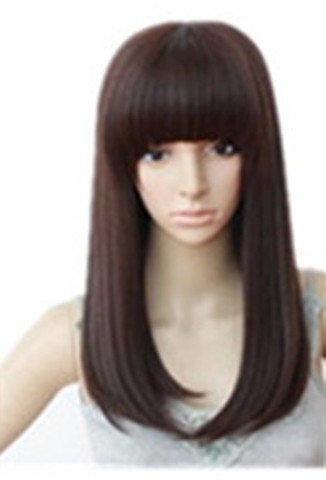 Medium Wig Fei-Show Synthetic Heat Resistant Wavy Black Dark Brown Hair Cartoon Role Cosplay Pelucas Party Salon Women Hairpiece ► Photo 1/4