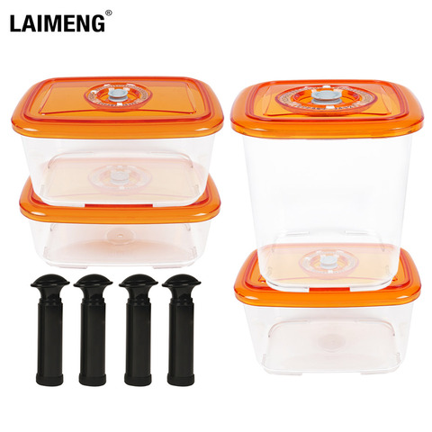 LAIMENG Vacuum Container Plastic Storage Container for Vacuum Food Sealer With Lid Damp Proof Airtight Kitchen Lunch Box S267 ► Photo 1/6