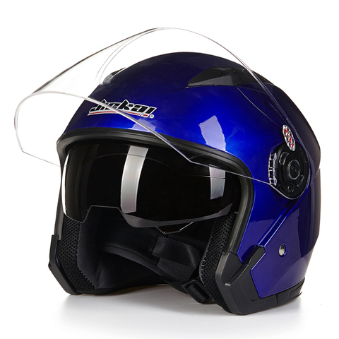 Motorcycle Dual lens 3/4 Helmet scooter Open Face Capacete Para vintage helmets Motocicleta Cascos Moto DOT ECE Motocross helmet ► Photo 1/6
