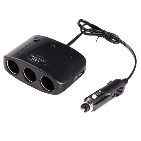 Auto Car Cigarette Lighter Dual USB Port 3 Way Socket Car Charger Adapter 12V/24V  Socket Splitter for Car ► Photo 1/4