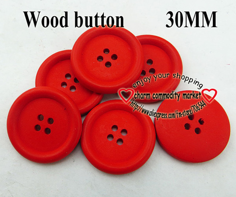 20PCS 30MM red painting wooden buttons sewing clothes boots coat accessories MCB-837 ► Photo 1/6