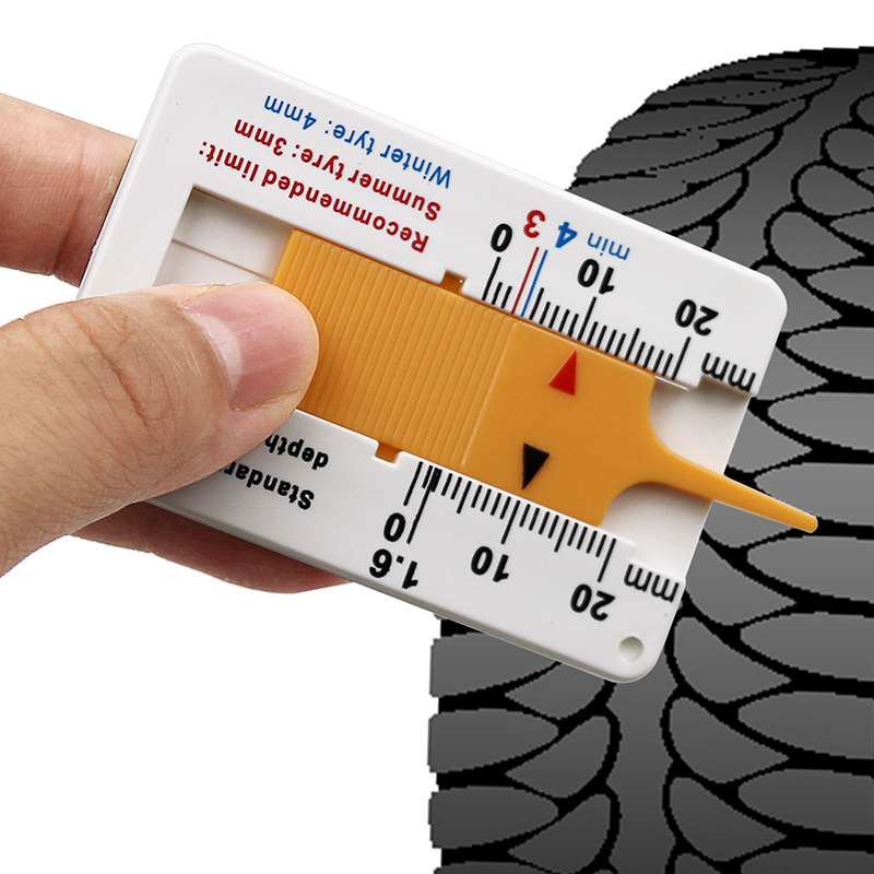 Tyre Tread Depth Gauge Car Motorcycle Trailer Van Wheel Keychain Measure Tool