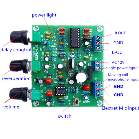 ETK3699 Digital Kara OK Surround Reverb Delay Microphone Amplifier Preamp Board ► Photo 1/2