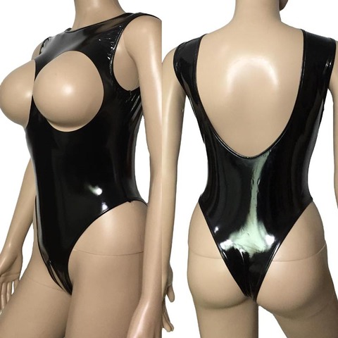 Sexy Women Patent Leather Cupless Crotchless Leotard Open Breast Crotch Wetlook Shiny Teddies Bodysuit Catsuit Hot Lingerie ► Photo 1/1